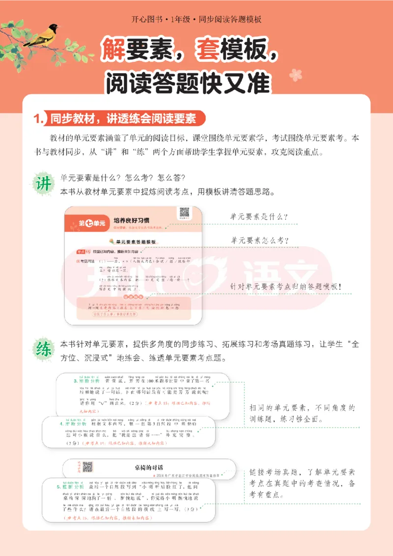 1下同步阅读答题模板-模板+例题+真题（试阅）_2026春小学教辅大合集_13-26春《开心》系列_同步阅读答题模板(1-8年级下册)