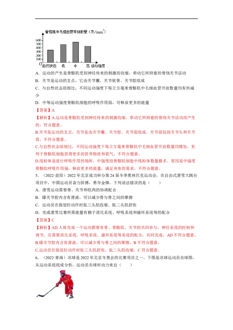 重难点06动物的运动和行为-2023年中考生物热点&middot;重点&middot;难点专练（全国通用）（解析版）_6生物中考复习_2023年中考复习资料_专项复习