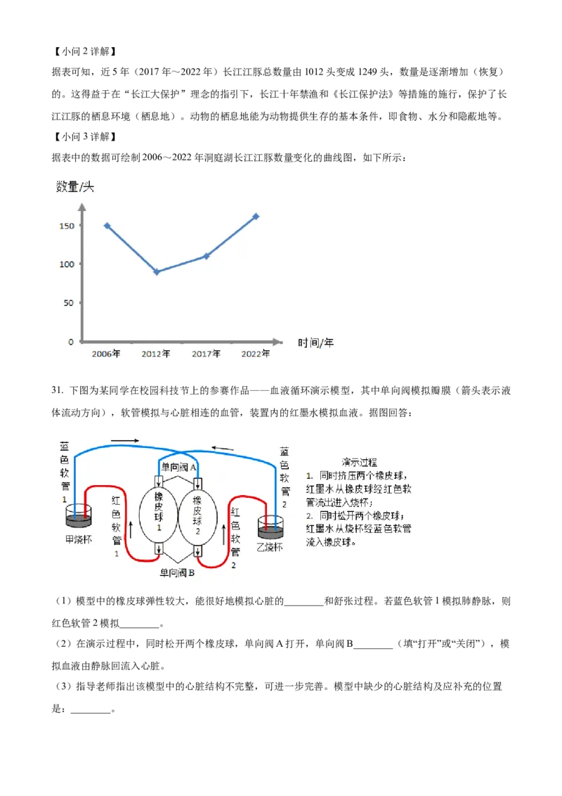 精品解析：2023年湖南省长沙市中考生物真题（解析版）_new_6生物中考复习_2025中考复习资料_中考真题（近三年）_2023年生物中考真题