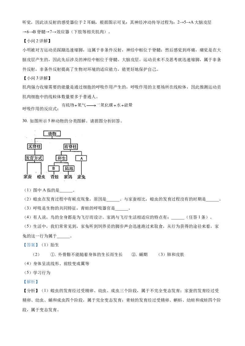 精品解析：2023年山东省临沂市中考生物真题（解析版）_new_6生物中考复习_2025中考复习资料_中考真题（近三年）_2023年生物中考真题