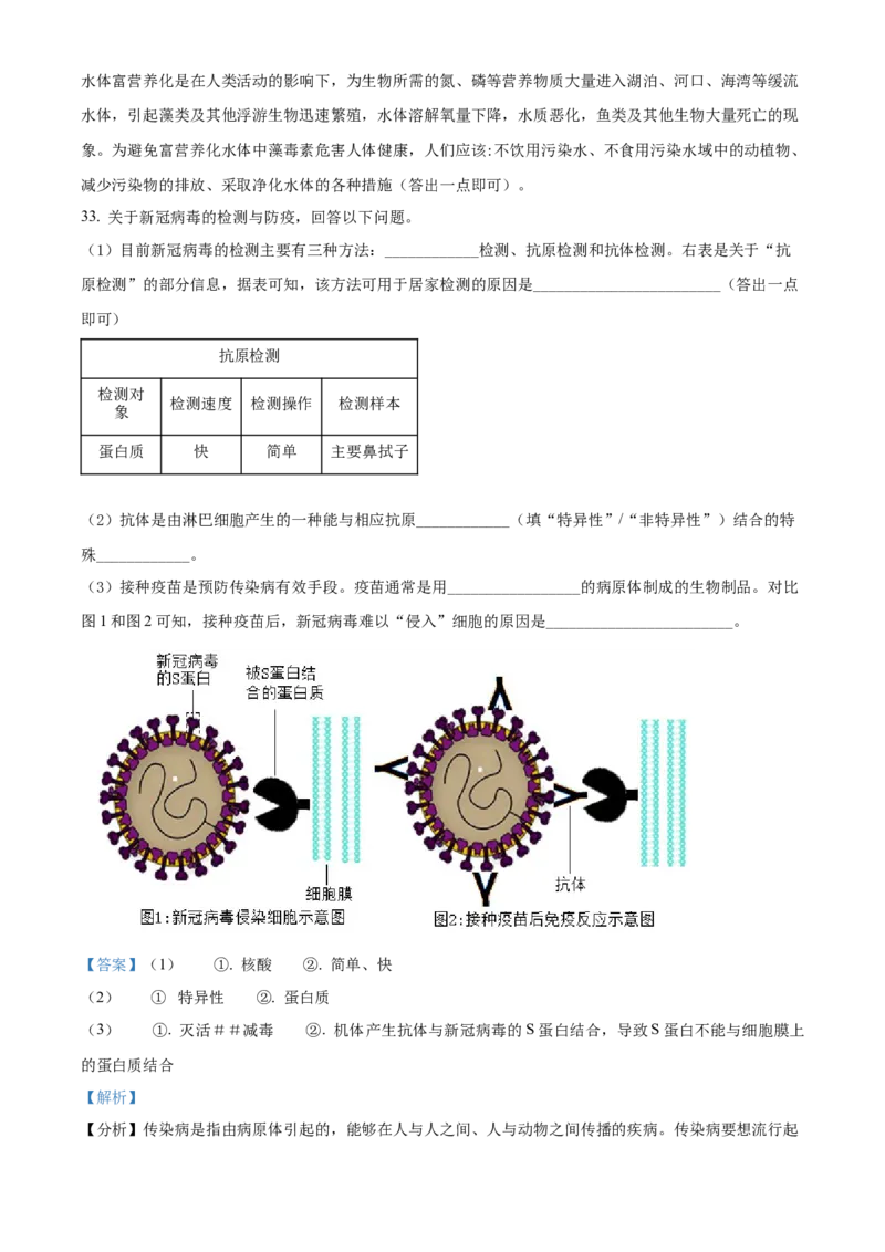 精品解析：2022年湖南省株洲市中考生物真题（解析版）_6生物中考复习_2025中考复习资料_中考真题（近三年）_2022年生物中考真题114份_精品解析：2022年湖南省株洲市中考生物真题