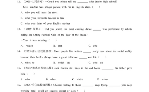 2026年中考英语一轮复习定语从句（含答案解析）_中考复习资料_语数英物化_3英语中考复习_2026年中考复习（更新中）_备考2026年中考英语一轮复习卷-语法+题型（原卷版+解析版）