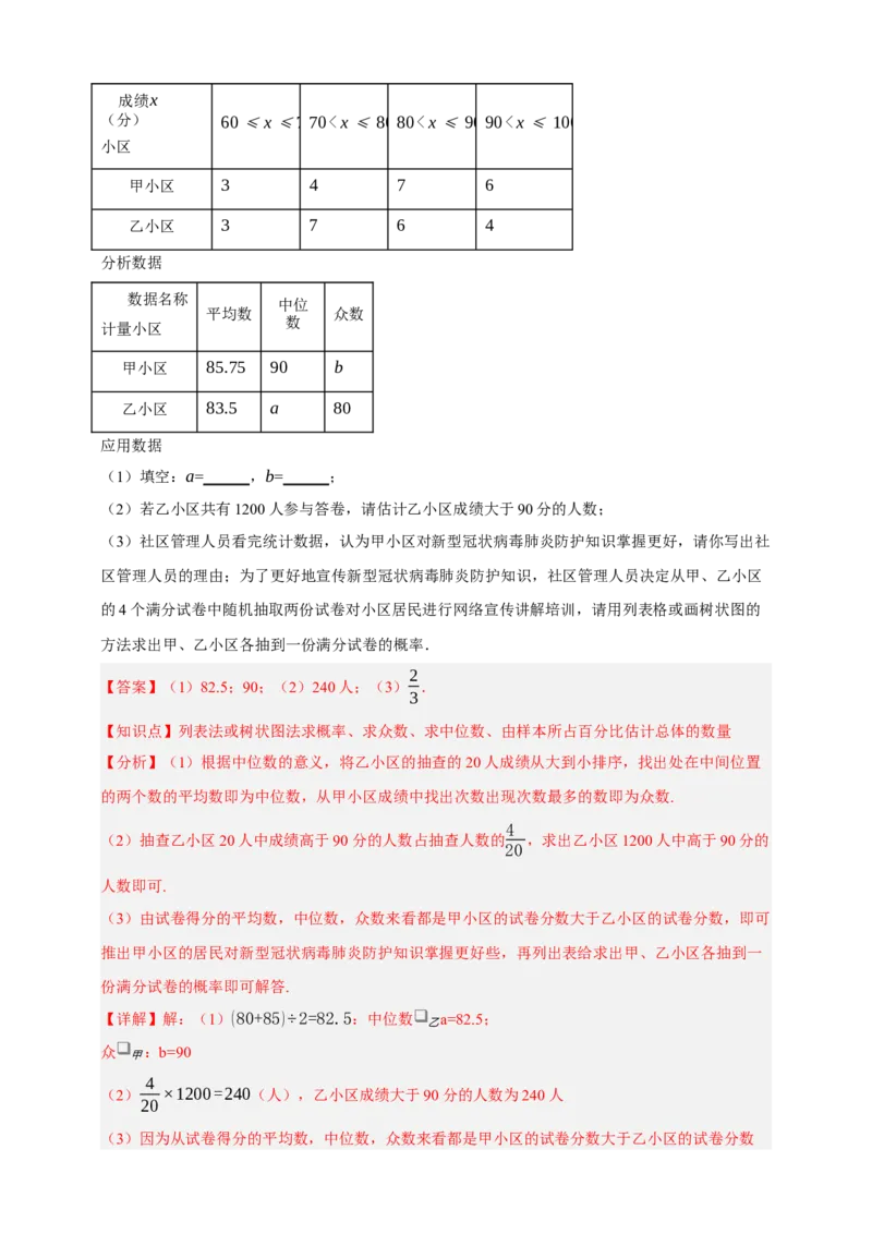 专题01统计（分层训练）-2026年中考数学总复习重难考点强化训练（全国通用）(解析版）_中考复习资料_语数英物化_2数学中考复习_2026年中考复习（更新中）