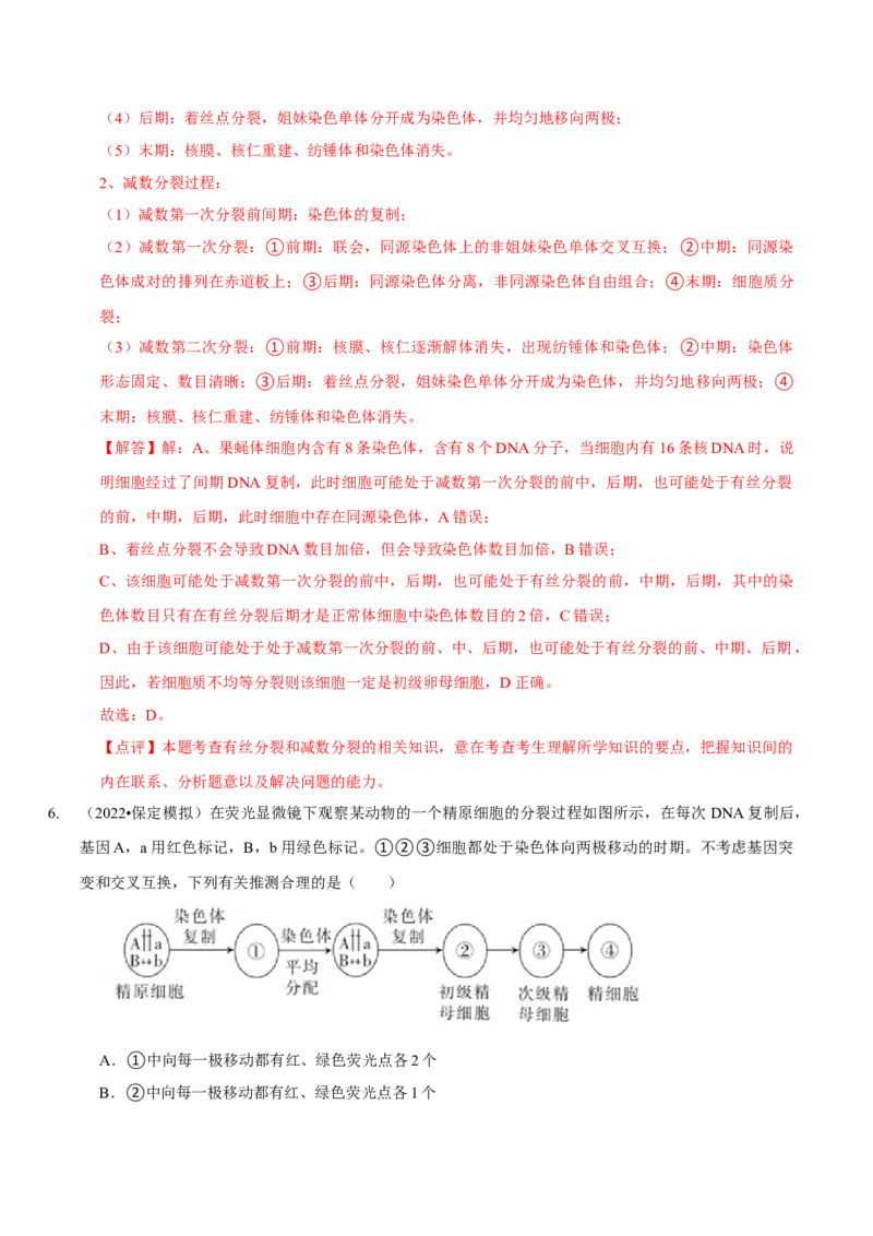 题型10构建模型，解减数分裂疑难问题（题型集训）（解析版）_新高考复习资料_2023年新高考复习资料_二轮复习_技巧点拨备战2023年高考生物二轮题型复习讲解286731240