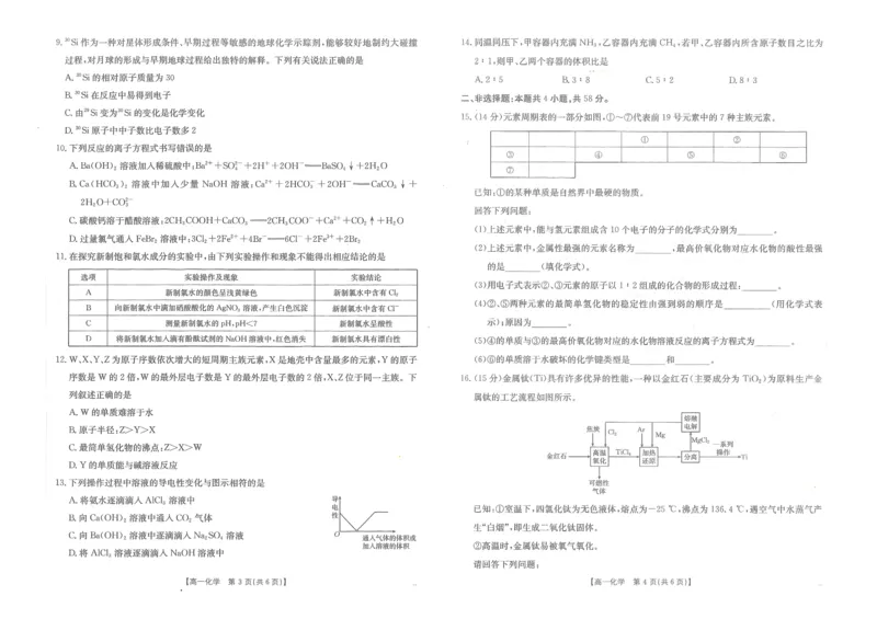 金太阳&middot;江西省2025一2026学年高一年级上学期学科期末素养训练化学_2026年02月高一试卷_260210金太阳&middot;江西省2025一2026学年高一年级上学期学科期末素养训练（26-237A）（全）