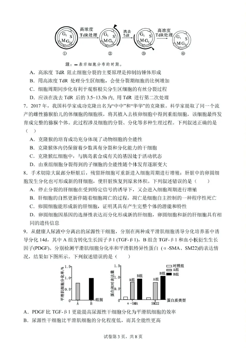 高一下学期第1次月考生物试题(1)_2025年03月试卷_0311湖北省武汉市第六中学2024-2025学年高一下学期3月月考_湖北省武汉市第六中学2024-2025学年高一下学期第1次月考生物试题PDF版含答案
