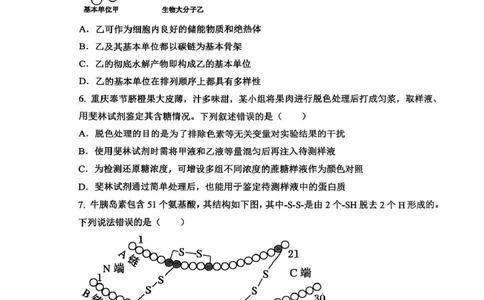 重庆鲁能巴蜀中学校2024-2025学年高一下学期3月月考生物试题生物试题_2025年04月试卷_0418重庆市巴蜀中学2024-2025学年高一下学期3月月考