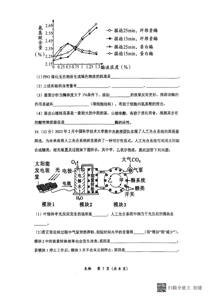 重庆鲁能巴蜀中学校2024-2025学年高一下学期3月月考生物试题生物试题_2025年04月试卷_0418重庆市巴蜀中学2024-2025学年高一下学期3月月考