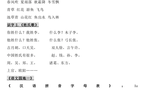 1下语文背诵默写(古诗+课文+日积月累)_2026春语文必背知识合集
