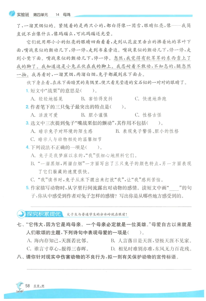 主书_2026春人教语文《实验班提优训练》_2026春《实验班提优训练》语文RJ4下