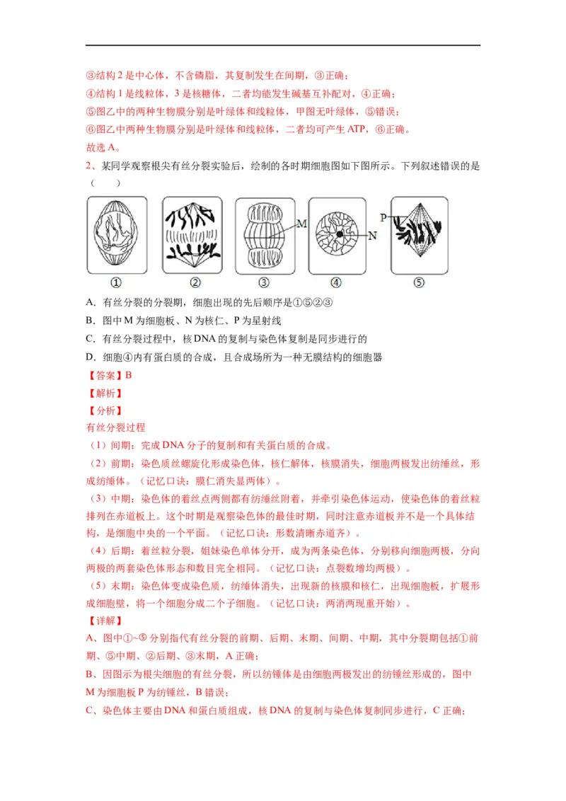 重难点07细胞的生命历程（解析版）_通用版（老高考）复习资料_2023年复习资料_专项复习_2023年高考生物热点&middot;重点&middot;难点专练（全国通用）