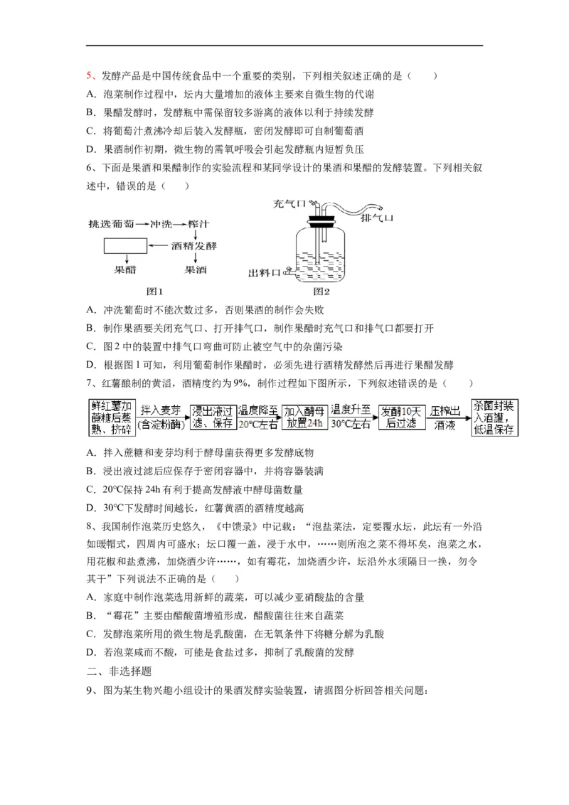 重难点16传统发酵技术以及发酵工程（原卷版）_通用版（老高考）复习资料_2023年复习资料_专项复习_2023年高考生物热点&middot;重点&middot;难点专练（全国通用）