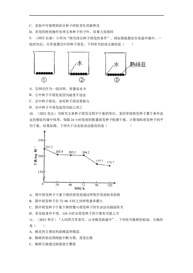 重难点04生物圈中的绿色植物（二）-2023年中考生物热点&middot;重点&middot;难点专练（全国通用）（原卷版）_6生物中考复习_2023年中考复习资料_专项复习