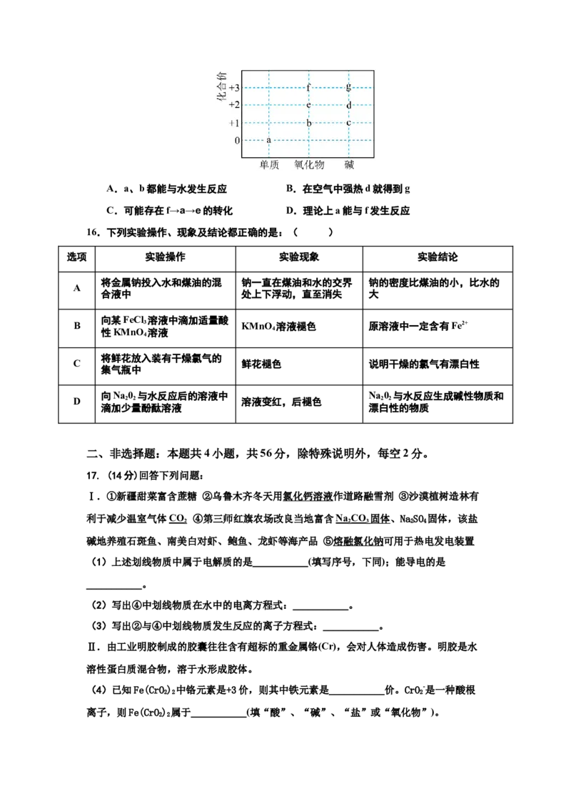 雷州二中第三次月考（化学卷）(1)_2026年01月高一试卷_260116广东省湛江市雷州市第二中学2025-2026学年高一上学期12月第三次月考（全）