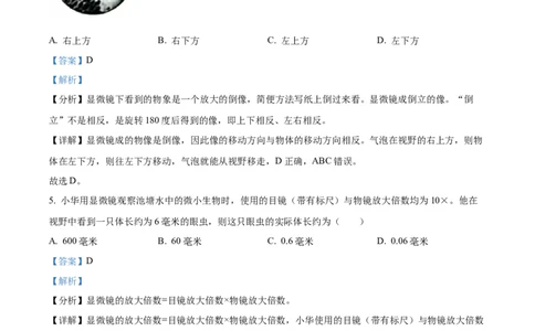精品解析：2023年山西省阳泉市中考生物真题（解析版）_new_6生物中考复习_2025中考复习资料_中考真题（近三年）_2023年生物中考真题