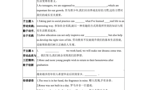 2026年中考英语专题复习（人教版）主题五劳动、职业与实践创新学案（含答案）_中考复习资料_语数英物化_3英语中考复习_2026年中考复习（更新中）_2026年中考英语专题复习学案(含答案)