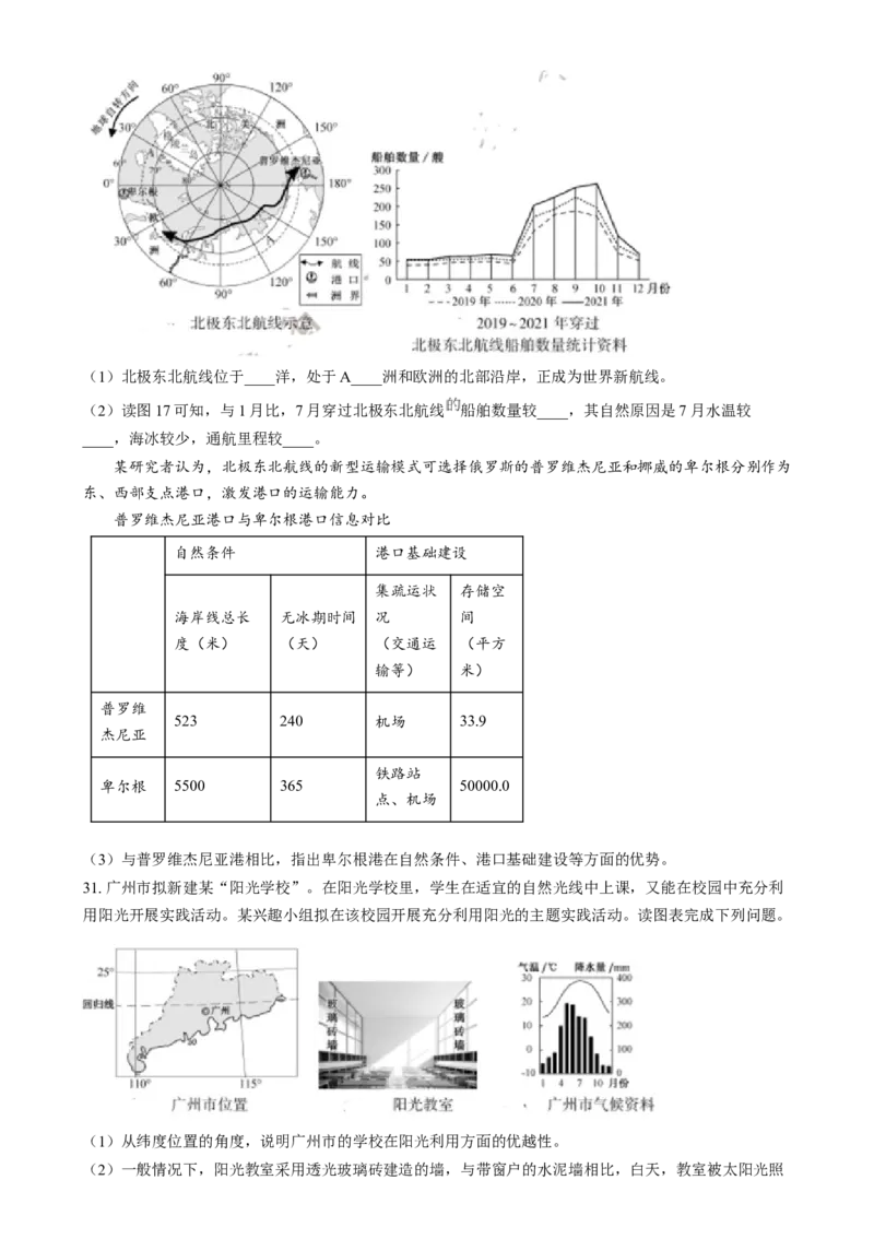 精品解析：2024年福建省中考地理试题（原卷版）_new_7地理中考复习_2025中考复习资料_中考真题（近三年）_2024中考地理真题