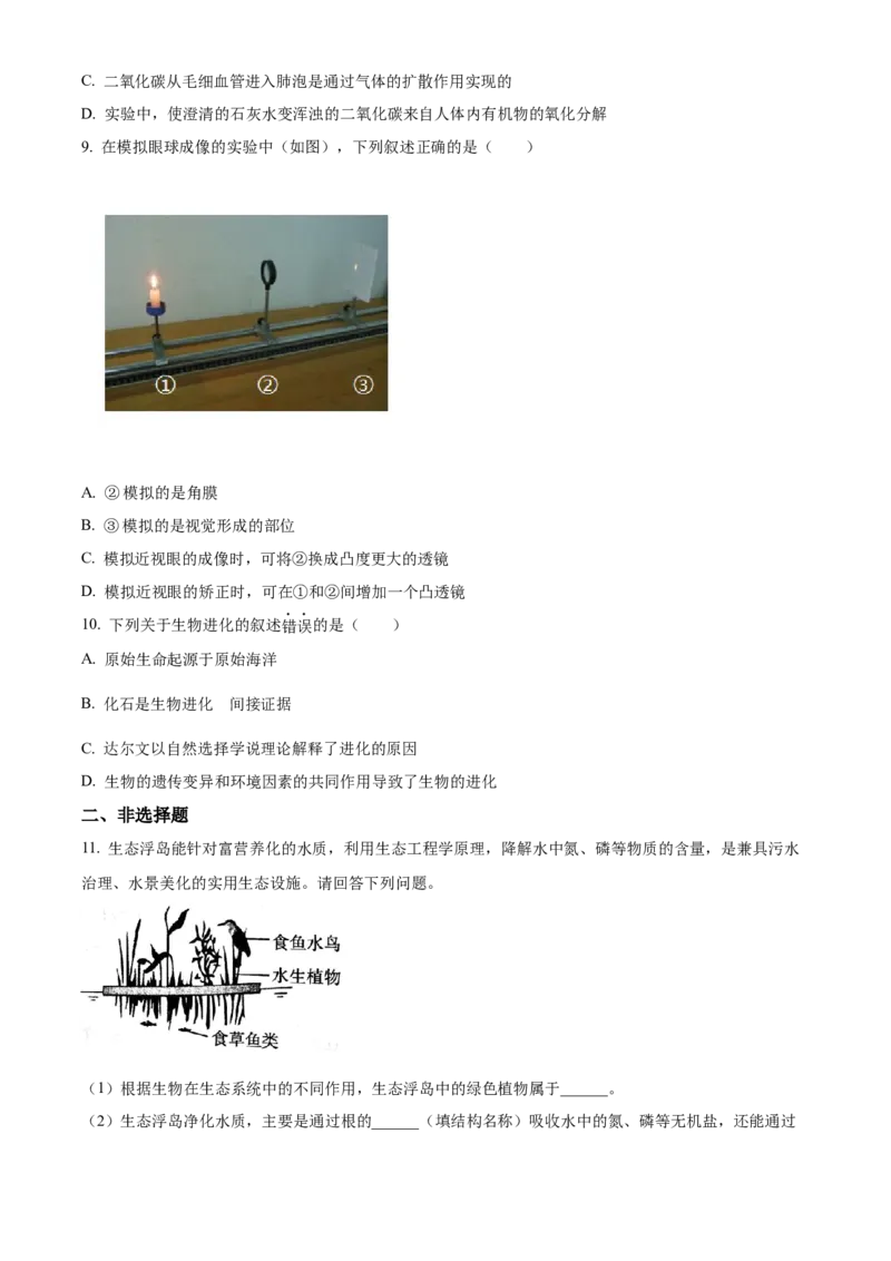 精品解析：2022年江苏省徐州市中考生物真题（原卷版）_6生物中考复习_2025中考复习资料_中考真题（近三年）_2022年生物中考真题114份_精品解析：2022年江苏省徐州市中考生物真题