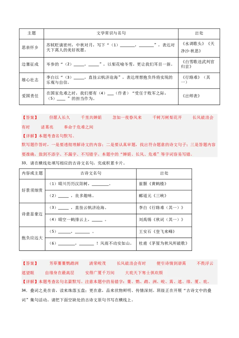 42+2025年中考古诗文默写模拟题（二）-2025年中考语文古诗文默写背诵与强化训练++_中考复习资料_语数英物化_1语文中考复习_2025年中考资料_2025年中考语文古诗文默写背诵与强化训练
