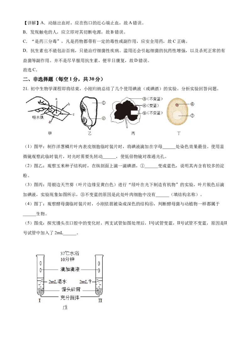 精品解析：2024年吉林省中考生物真题（解析版）_new_6生物中考复习_2025中考复习资料_中考真题（近三年）_2024年生物中考真题