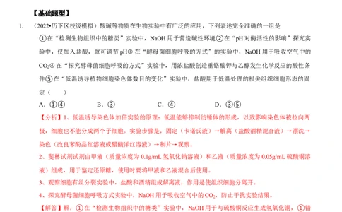 题型7光合作用与细胞呼吸相关的实验探究（题型集训）（解析版）_新高考复习资料_2023年新高考复习资料_二轮复习_技巧点拨备战2023年高考生物二轮题型复习讲解286731240