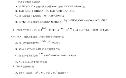 陕西省西北工业大学附属中学2025-2026学年高一上学期大练习（二）化学Word版含答案_2025年11月高一试卷_251107陕西省西北工业大学附属中学2025-2026学年高一上学期大练习（二）