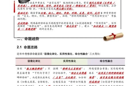 2026年全国中考语文一轮复习讲义：修辞手法（全国通用）（原卷）_中考复习资料_语数英物化_1语文中考复习_2026年中考复习（更新中）_2026年全国中考语文一轮复习讲义