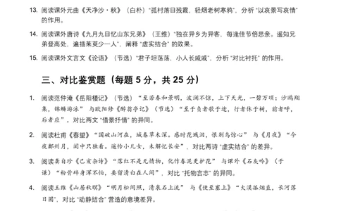 2026年全国语文中考古诗文阅读表现手法模拟试卷（覆盖高频考点）_中考复习资料_语数英物化_1语文中考复习_2026年中考复习（更新中）_2026年全国中考语文一轮复习讲义
