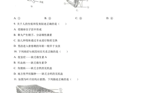 精品解析：2023年吉林省中考生物真题（原卷版）_new_6生物中考复习_2025中考复习资料_中考真题（近三年）_2023年生物中考真题