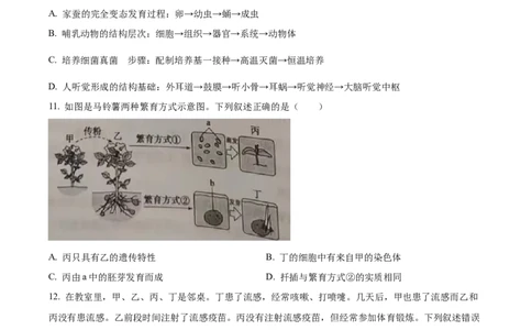 精品解析：2023年山东省泰安市中考生物真题（原卷版）_new_6生物中考复习_2025中考复习资料_中考真题（近三年）_2023年生物中考真题