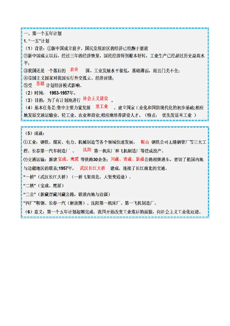 重难点09中华人民共和国的成立和巩固、社会主义制度的建立与社会主义建设的探索（原卷版）_8历史中考复习_2023年中考复习资料_专项复习