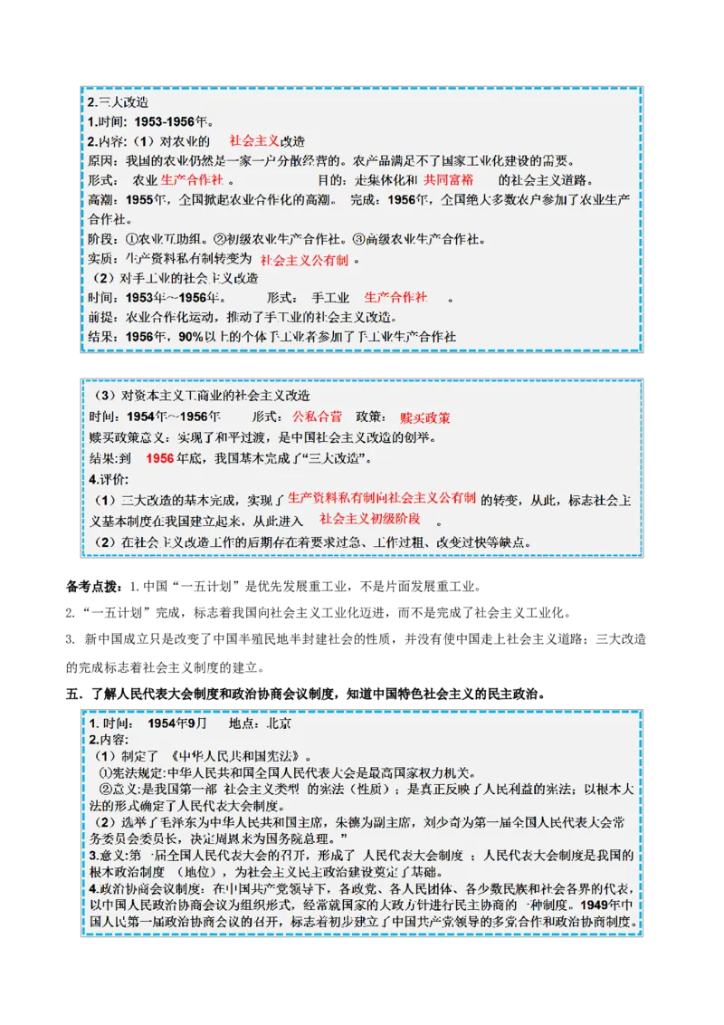 重难点09中华人民共和国的成立和巩固、社会主义制度的建立与社会主义建设的探索（原卷版）_8历史中考复习_2023年中考复习资料_专项复习
