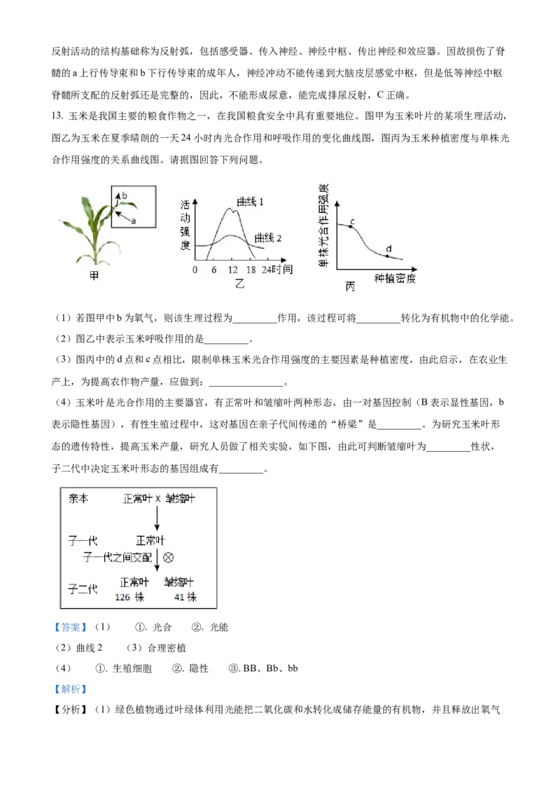 精品解析：2023年湖北省黄冈市孝感市咸宁市生物中考真题（解析版）_new_6生物中考复习_2025中考复习资料_中考真题（近三年）_2023年生物中考真题