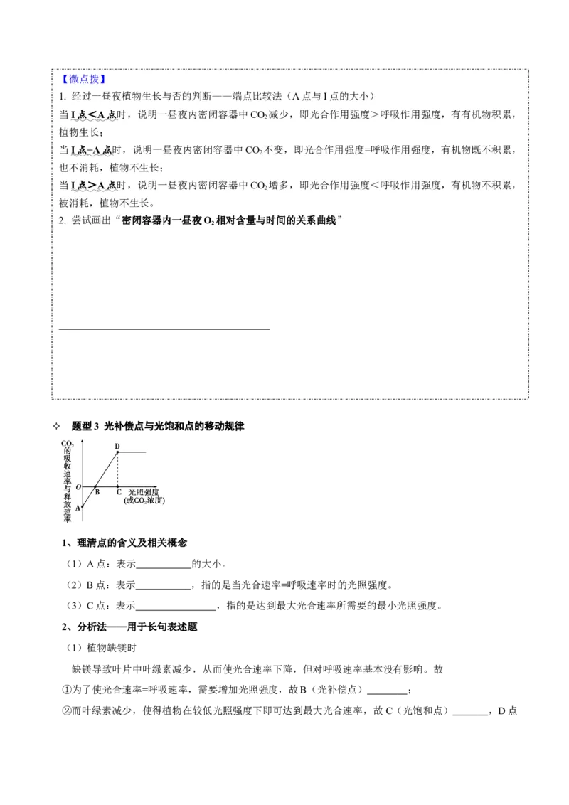 题型6从物质与能量视角探索光合作用（核心知识）（原卷版）_新高考复习资料_2023年新高考复习资料_二轮复习_技巧点拨备战2023年高考生物二轮题型复习讲解286731240