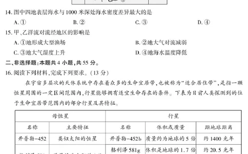 陕西省咸阳市实验中学2025-2026学年高一上学期第二次质量检测地理试卷_2025年12月高一试卷_251208陕西省咸阳市实验中学2025-2026学年高一上学期第二次质量检测（全）