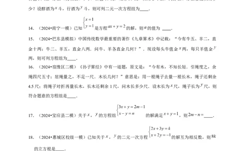 2026年中考数学一轮复习二元一次方程组（含解析）_中考复习资料_语数英物化_2数学中考复习_2026年中考复习（更新中）_中考备考2026年中考数学一轮复习专题训练