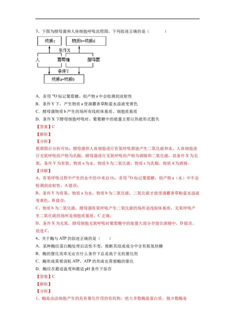 重难点05酶、ATP以及细胞呼吸（解析版）_通用版（老高考）复习资料_2023年复习资料_专项复习_2023年高考生物热点&middot;重点&middot;难点专练（全国通用）