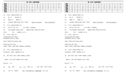 高一化学一诊答案及评分标准1_2025年11月高一试卷_251116内蒙古彦淖尔市第一中学2025-2026学年高一上学期11月期中（全）