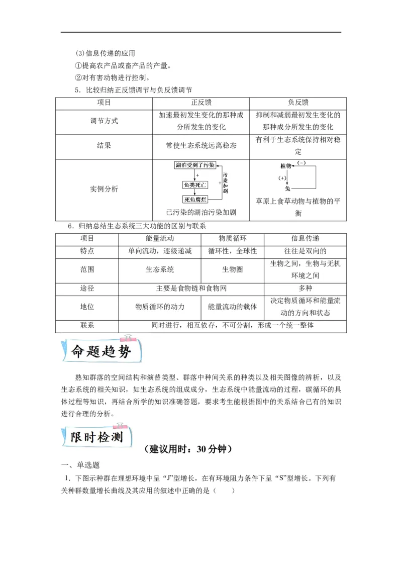 重难点15种群、群落以及生态系统（原卷版）_通用版（老高考）复习资料_2023年复习资料_专项复习_2023年高考生物热点&middot;重点&middot;难点专练（全国通用）