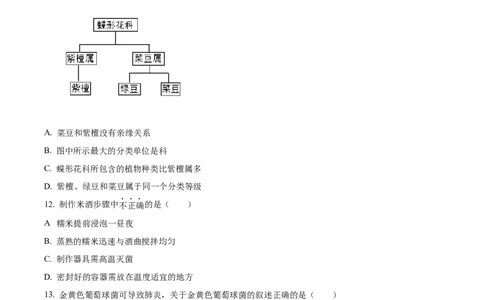 精品解析：2024年江苏省常州市生物中考真题（原卷版）_new_6生物中考复习_2025中考复习资料_中考真题（近三年）_2024年生物中考真题