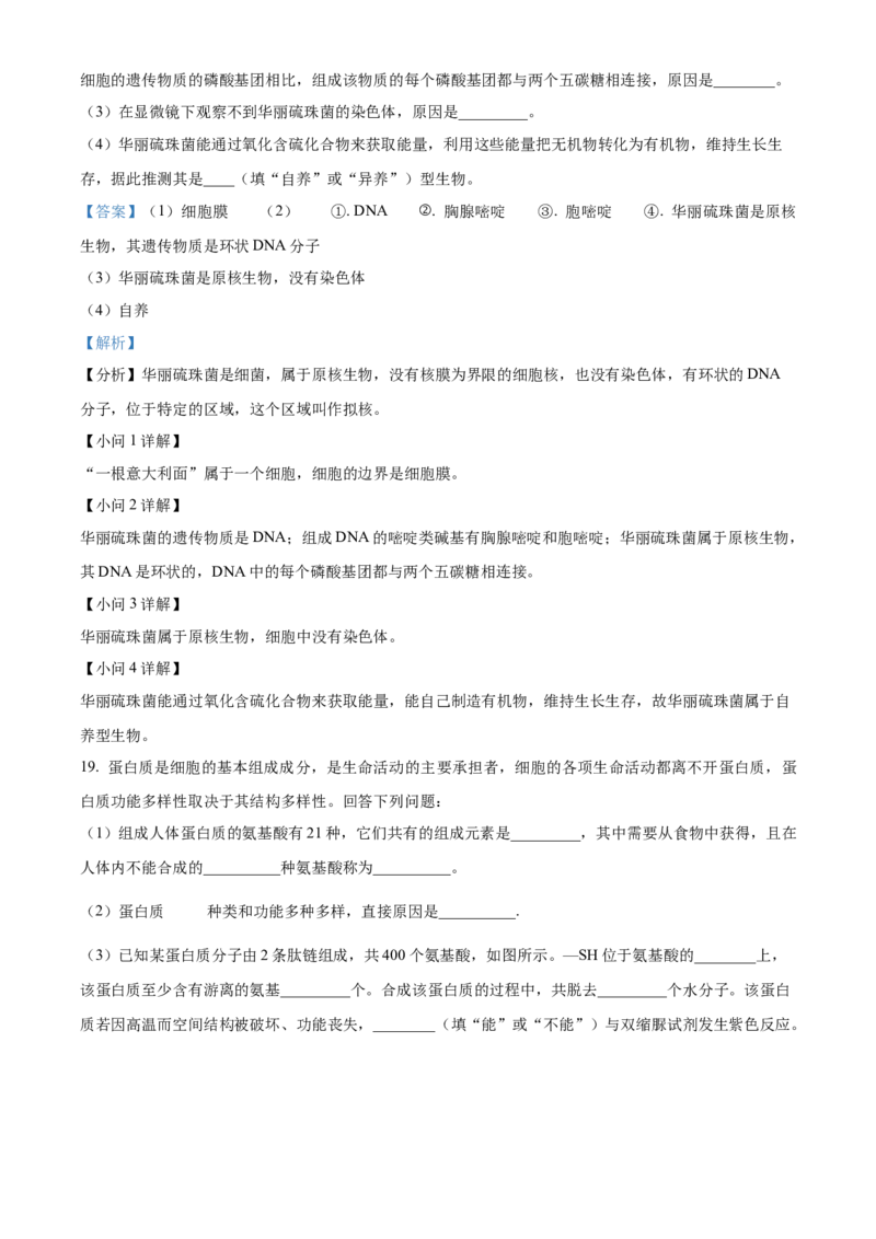 青海省海南州2024-2025学年高一上学期期中质量检测生物试题Word版含解析_2024年12月试卷_1224青海省海南州2024-2025学年高一上学期期中质量检测试题