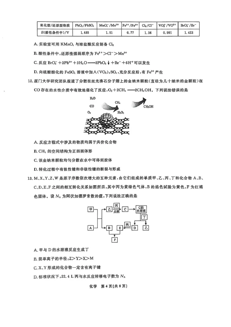 高一化学高一化学_2025年03月试卷_0304辽宁省名校联盟2024-2025学年高一下学期3月联考_辽宁省名校联盟2024-2025学年高一下学期3月联合考试化学试题（图片版，含解析）