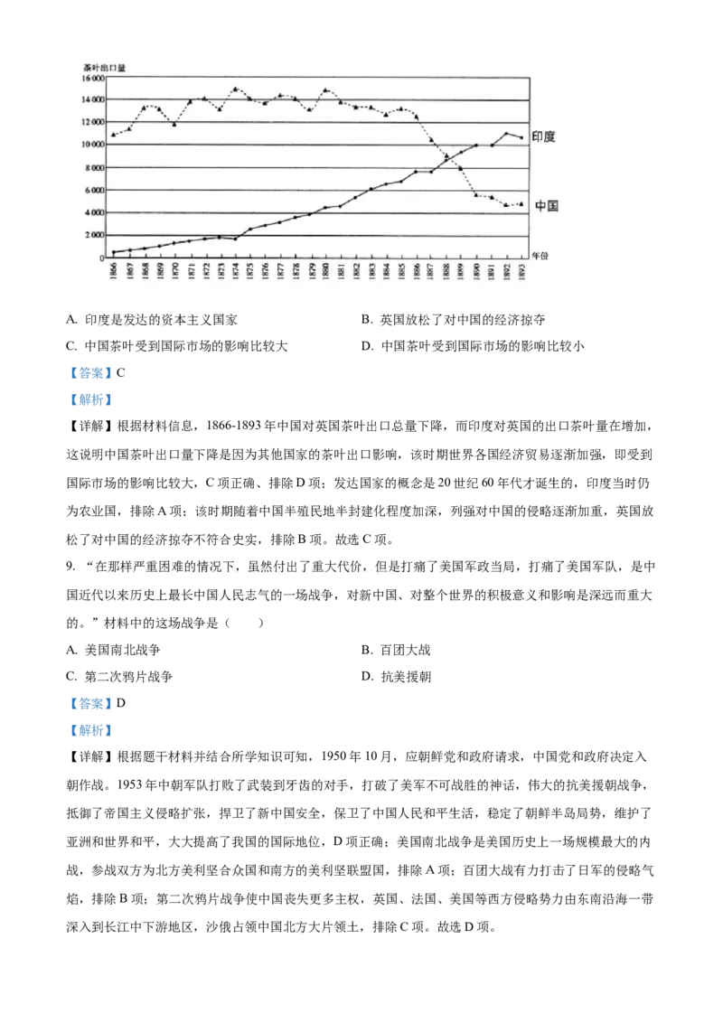 精品解析：2023年湖南省郴州市中考历史真题（解析版）_new_8历史中考复习_2025年中考复习资料_中考真题（近三年）_2023中考历史真题