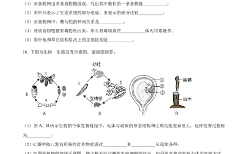 精品解析：2022年辽宁省本溪市中考生物真题（原卷版）_6生物中考复习_2025中考复习资料_中考真题（近三年）_2022年生物中考真题114份_精品解析：2022年辽宁省本溪市中考生物真题
