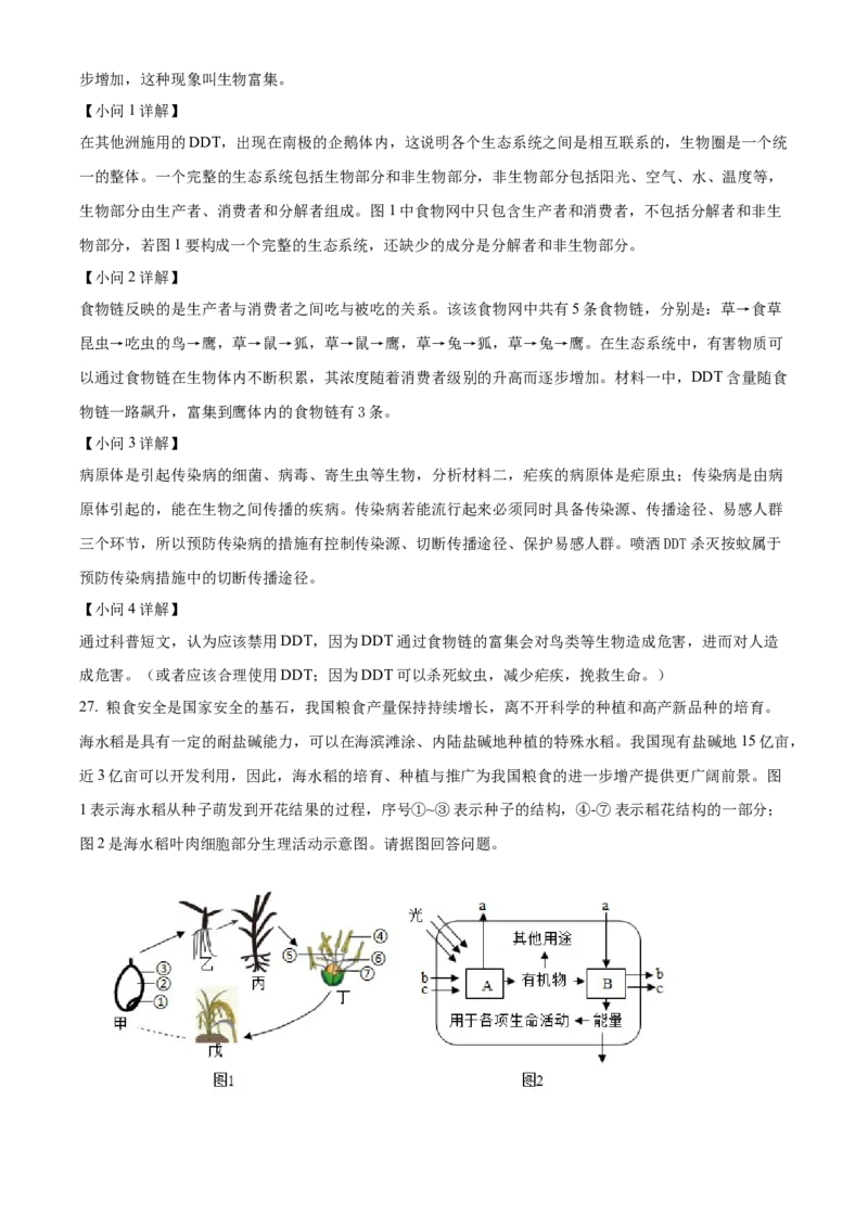 精品解析：2024年山东省临沂市中考生物真题（解析版）_new_6生物中考复习_2025中考复习资料_中考真题（近三年）_2024年生物中考真题
