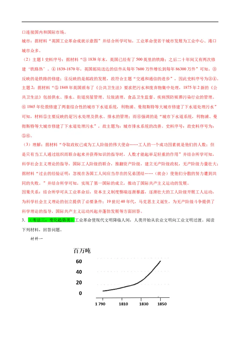 （练习）专题22工业革命和国际共产主义运动的兴起（解析版）_中考历史资料合集_中考历史一轮复习讲义_配套练习（原卷版+解析版）_教师版（含答案解析）