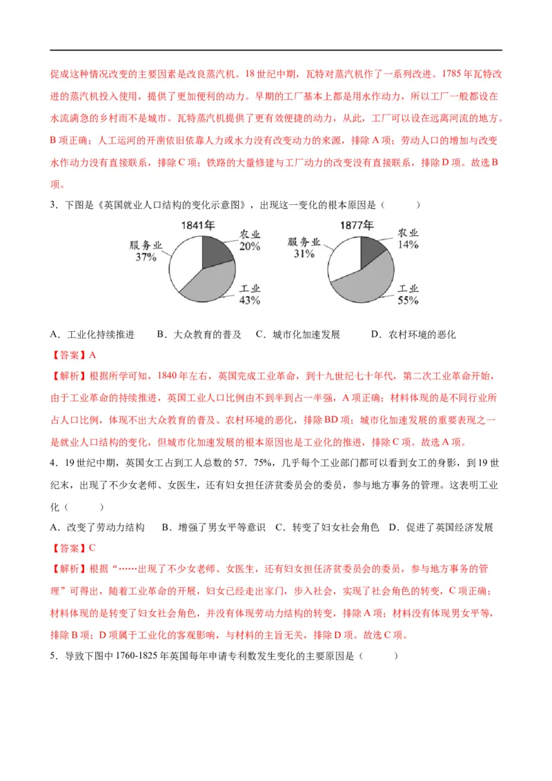（练习）专题22工业革命和国际共产主义运动的兴起（解析版）_中考历史资料合集_中考历史一轮复习讲义_配套练习（原卷版+解析版）_教师版（含答案解析）