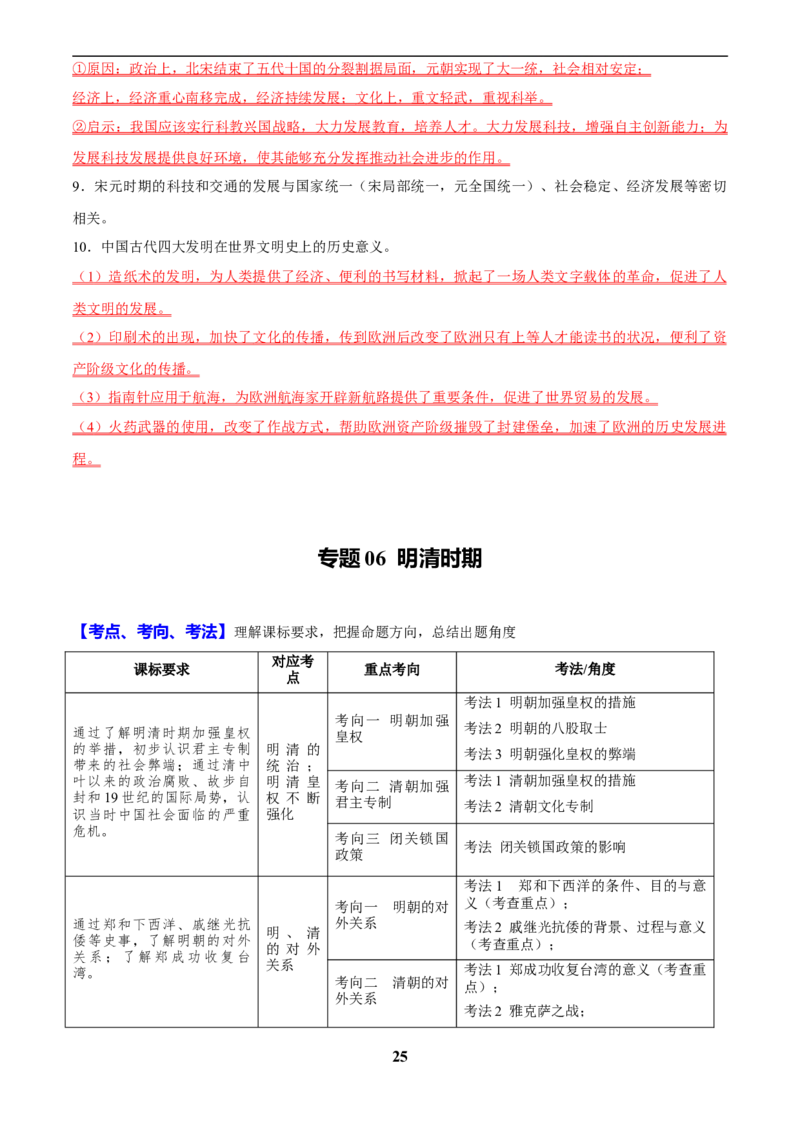 主题14常考点一句话背记(中国古代史)_中考历史资料合集_中考历史专题复习讲义资料（可下载打印）