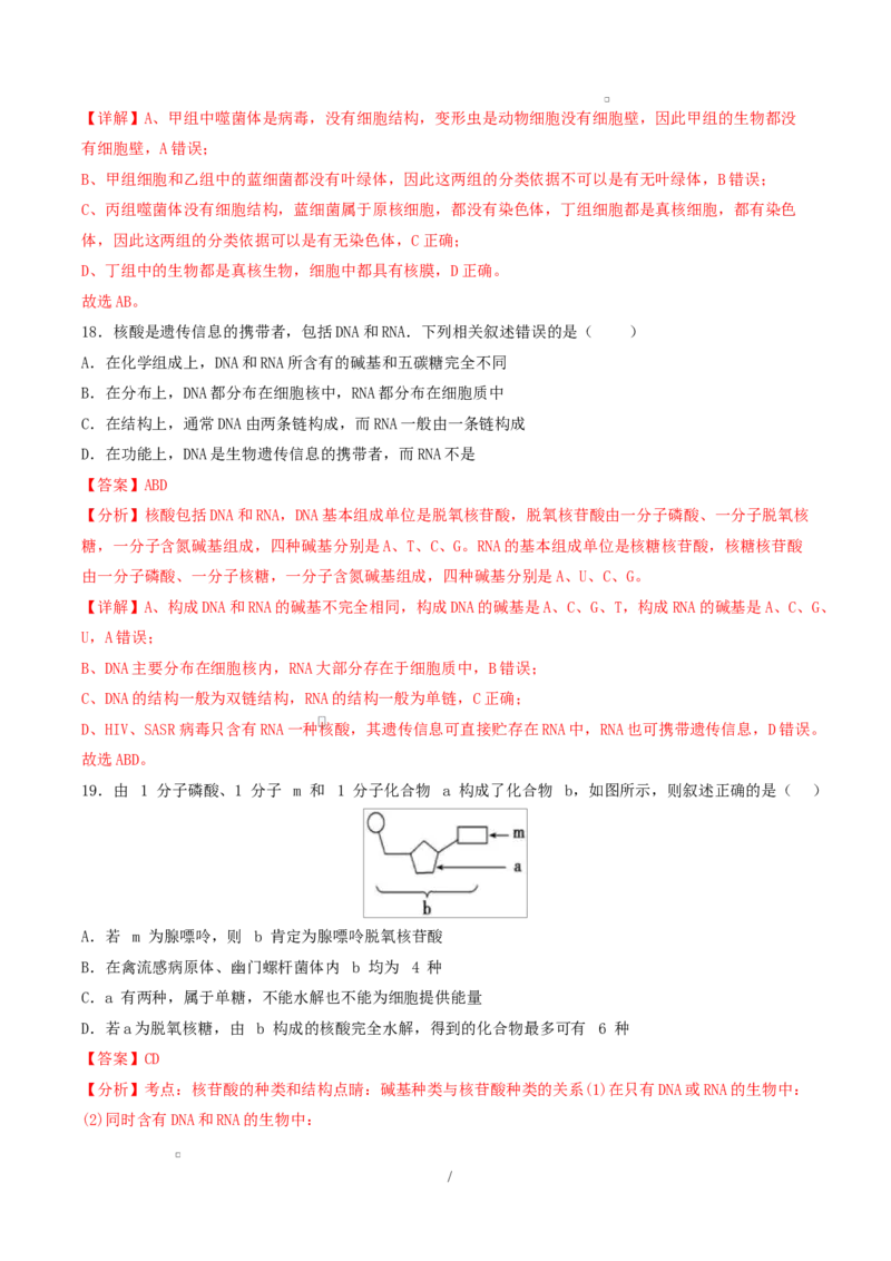 高一生物上学期第一次月考（山东专用）（全解全析）（山东专用）_2025年10月高一试卷_2510032025-2026学年高一生物上学期第一次月考
