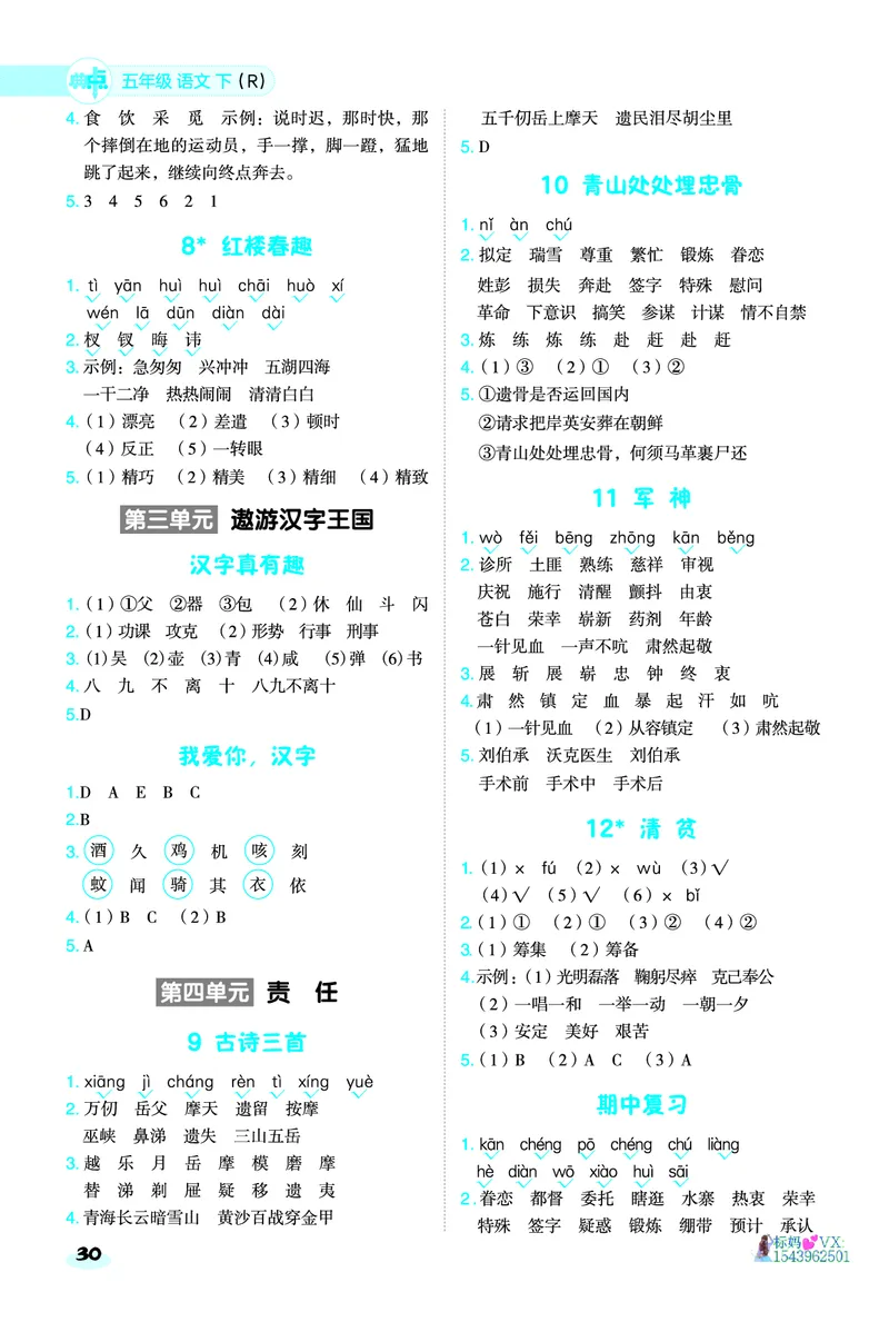25春五下语文-典中点基础8分钟_2026春小学教辅大合集_6-26春《典中点》系列_26春《典中点》语文人教版（完整版）_25春最新1-6年级语文下册典中点+试卷